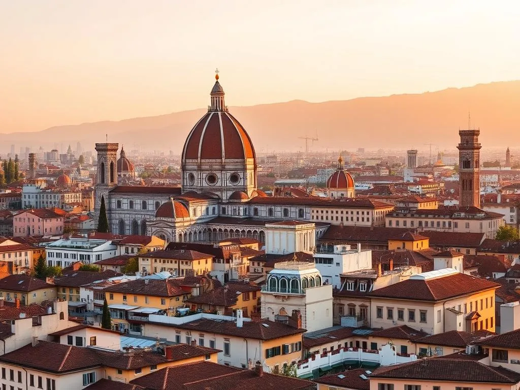 Florence cityscape with Duomo and business district, representing the blend of culture and commerce in Italy's regional business hubs Florence cityscape with Duomo and business district, representing the blend of culture and commerce in Italy's regional business hubs