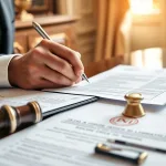 Italian business professional signing documents for company formation, representing the process of starting a business in Italy