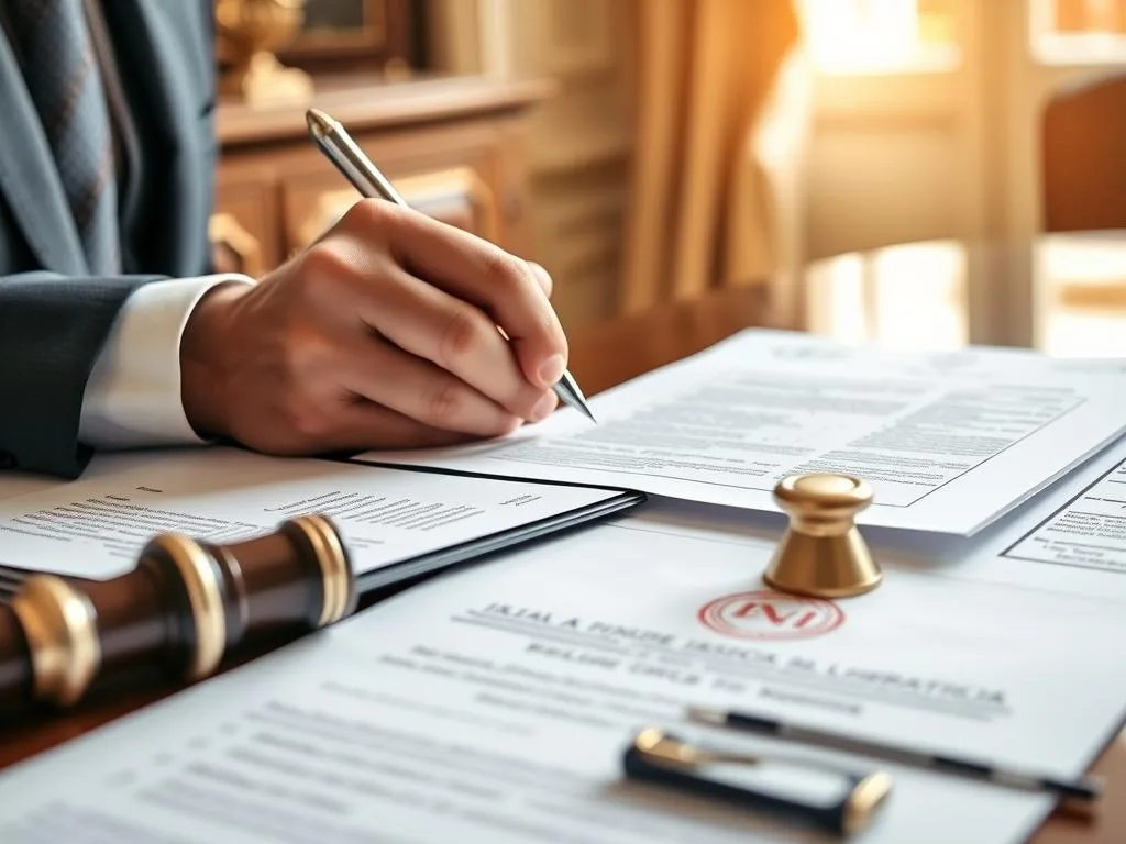 Italian business professional signing documents for company formation, representing the process of starting a business in Italy