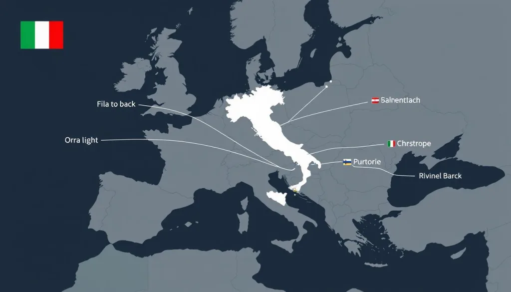 Map of Europe highlighting Italy's position in relation to other EU countries, important for business in Italy planning Map of Europe highlighting Italy's position in relation to other EU countries, important for business in Italy planning