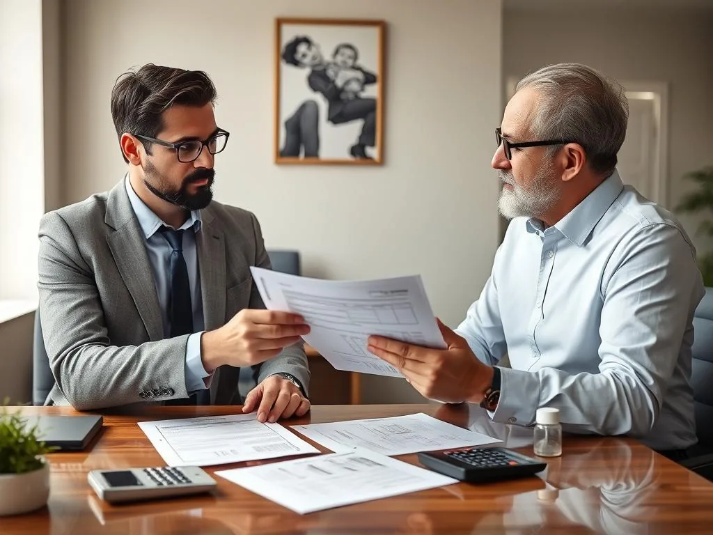 Italian accountant explaining tax documents to foreign entrepreneur starting a business in Italy